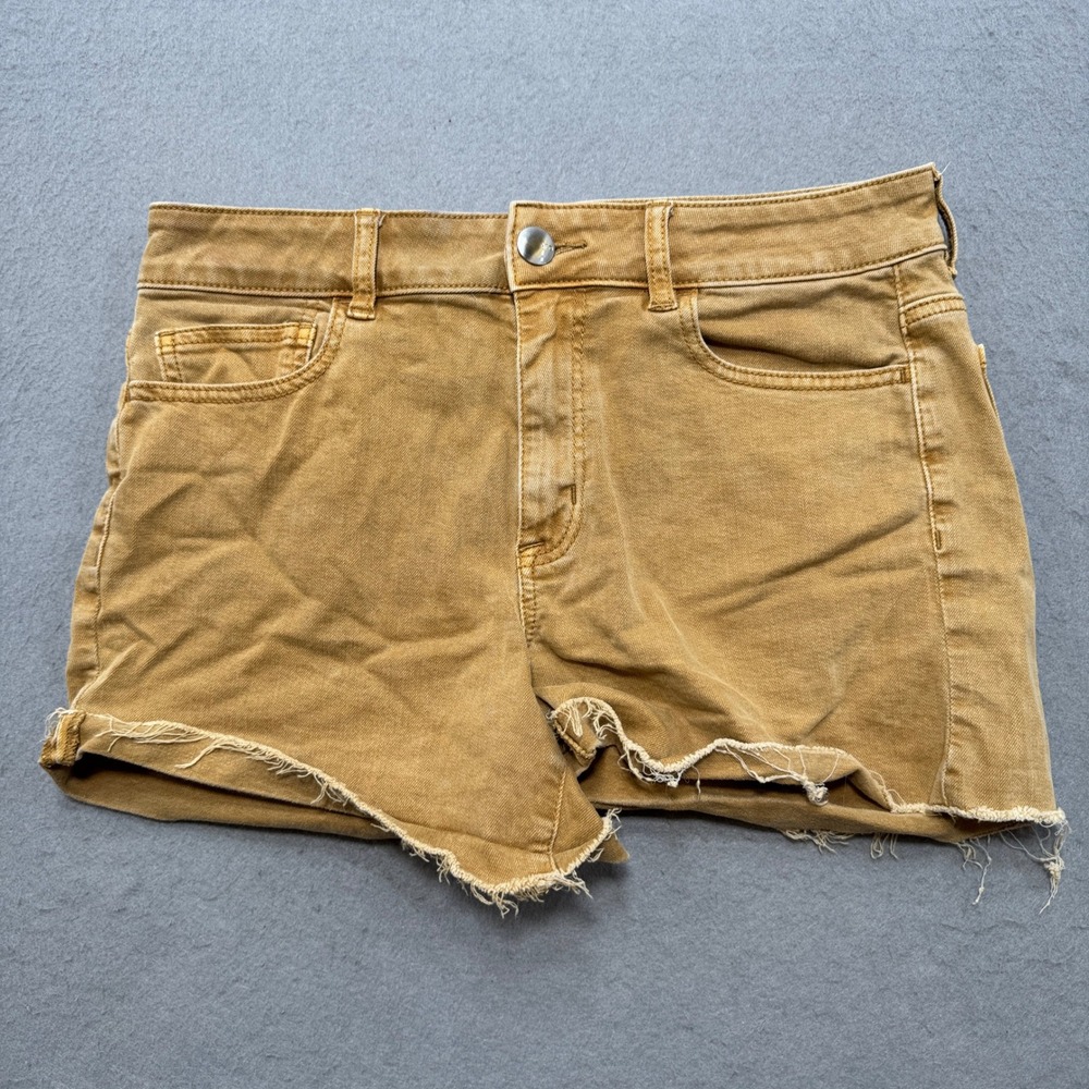 American Eagle Shorts Women's 10 Brown Super Super Stretch Cut Off High Rise Y2K